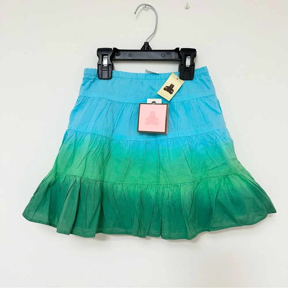 NEW Vintage Y2K Baby Gap Gradient Blue to Green Tiered Skirt Hand Dyed Bohemian